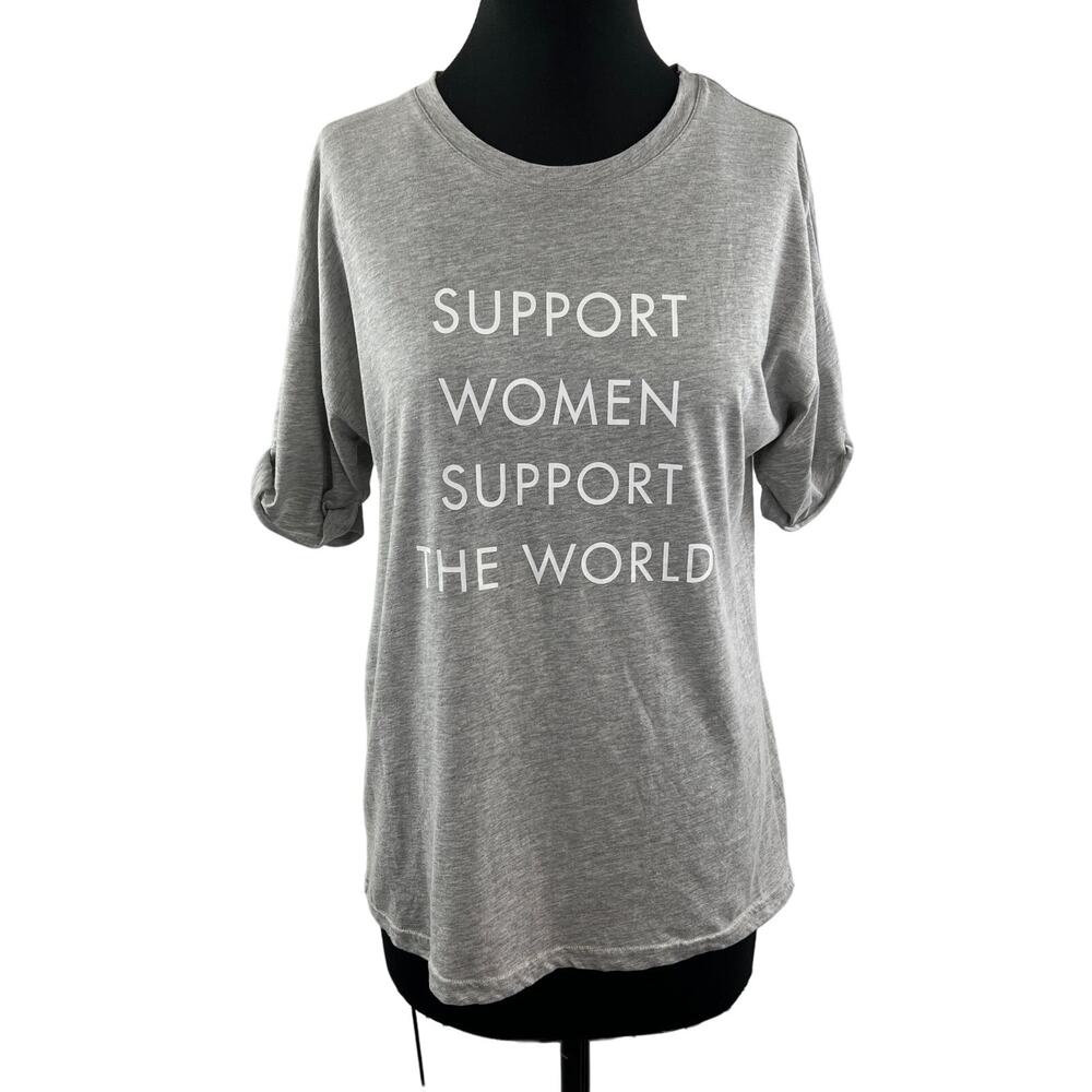 Sweaty Betty Heather Gray Top Cotton Support Women Graphic Crew Neck Sz S Small